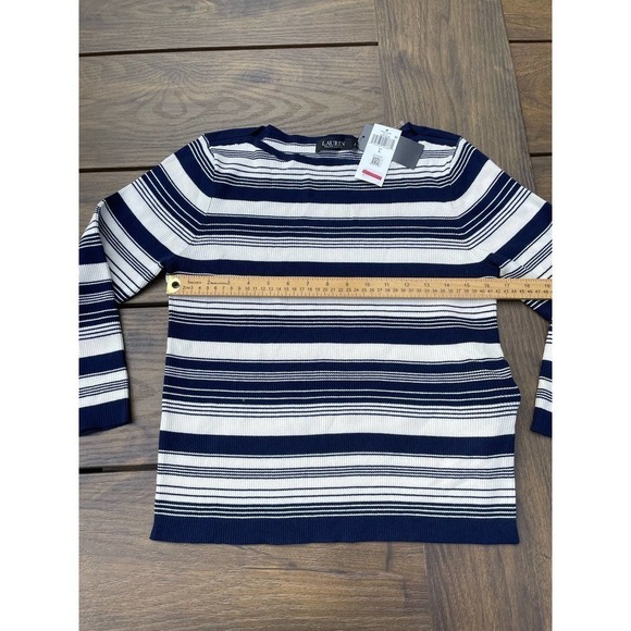 Ralph Lauren Navy Boat neck sweater L ribbed new - Picture 5 of 7